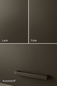 Verschiedene matte Küchenfronten-Materialien