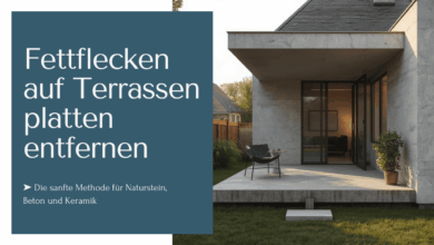 Fettflecken auf Terrassenplatten entfernen - die sanfte Methode für Naturstein, Beton, Keramik und mehr