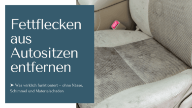 Fettflecken auf Autositzen entfernen mit Lösungen ohne Nässe, Schimmel oder anderen Materialschäden