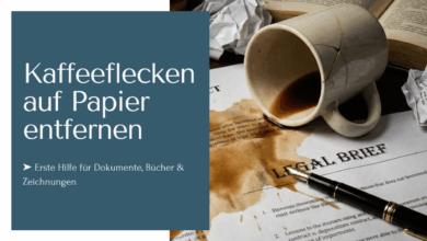 Kaffeeflecken auf Papier entfernen - Deine erste Hilfe bei Dokumente, Büchern und Zeichnungen.