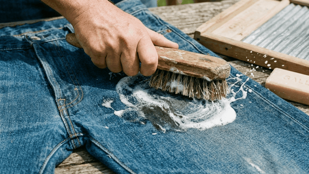 Blutflecken aus Kleidung mit robusten Stoffen entfernen.