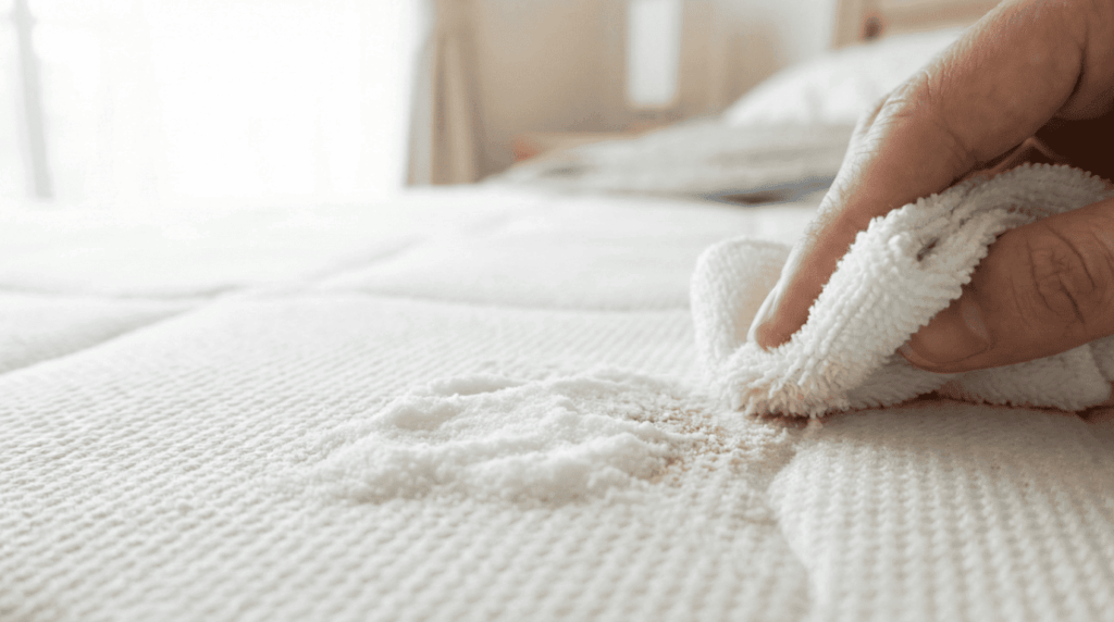 Blutflecken entfernen mit der Tupftechnik bei unwaschbaren Oberflächen - beispielsweise deiner Matratze oder dem Sofa