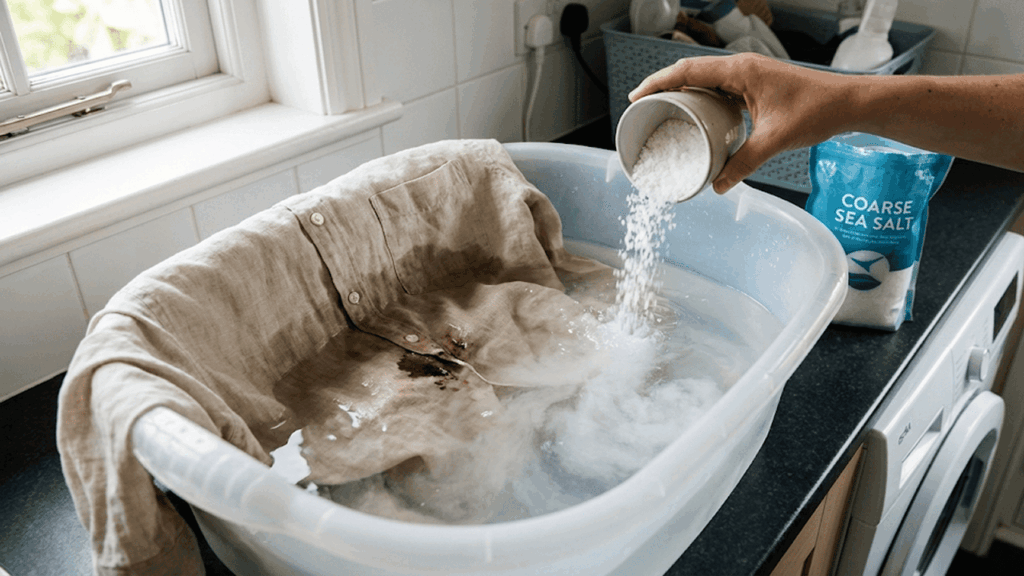 Eingetrocknetes Blut entfernen: Einweichen in Salzwasser mit Anleitung.