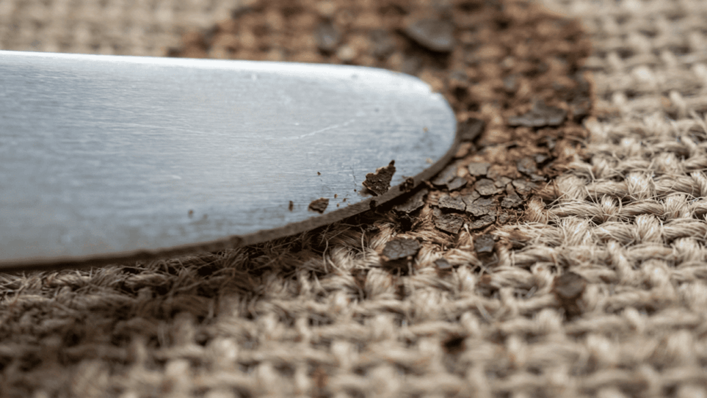 Kruste lösen und dann den eingetrocknetes Blutfleck entfernen.