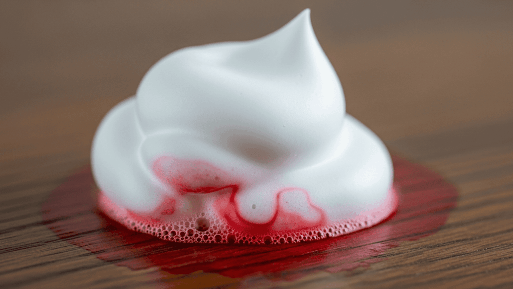 Rasierschaum als Hausmittel zur Entfernung von Rotweinflecken auf ge&ouml;ltem Holz.