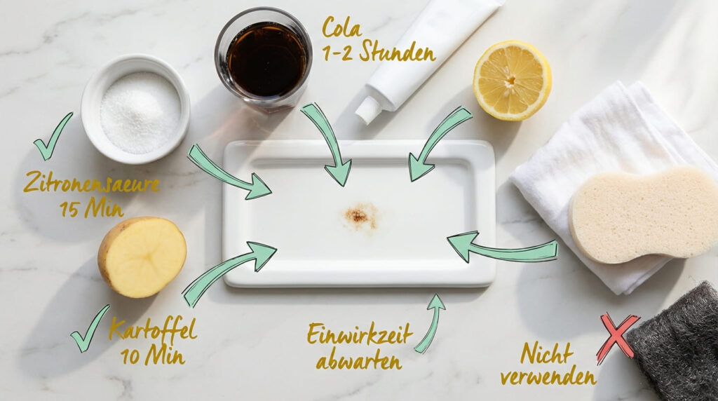 Rostflecken in der Badewanne entfernen &ndash; Hausmittel wie Zitronens&auml;ure, Cola und Kartoffel mit Einwirkzeiten im &Uuml;berblick