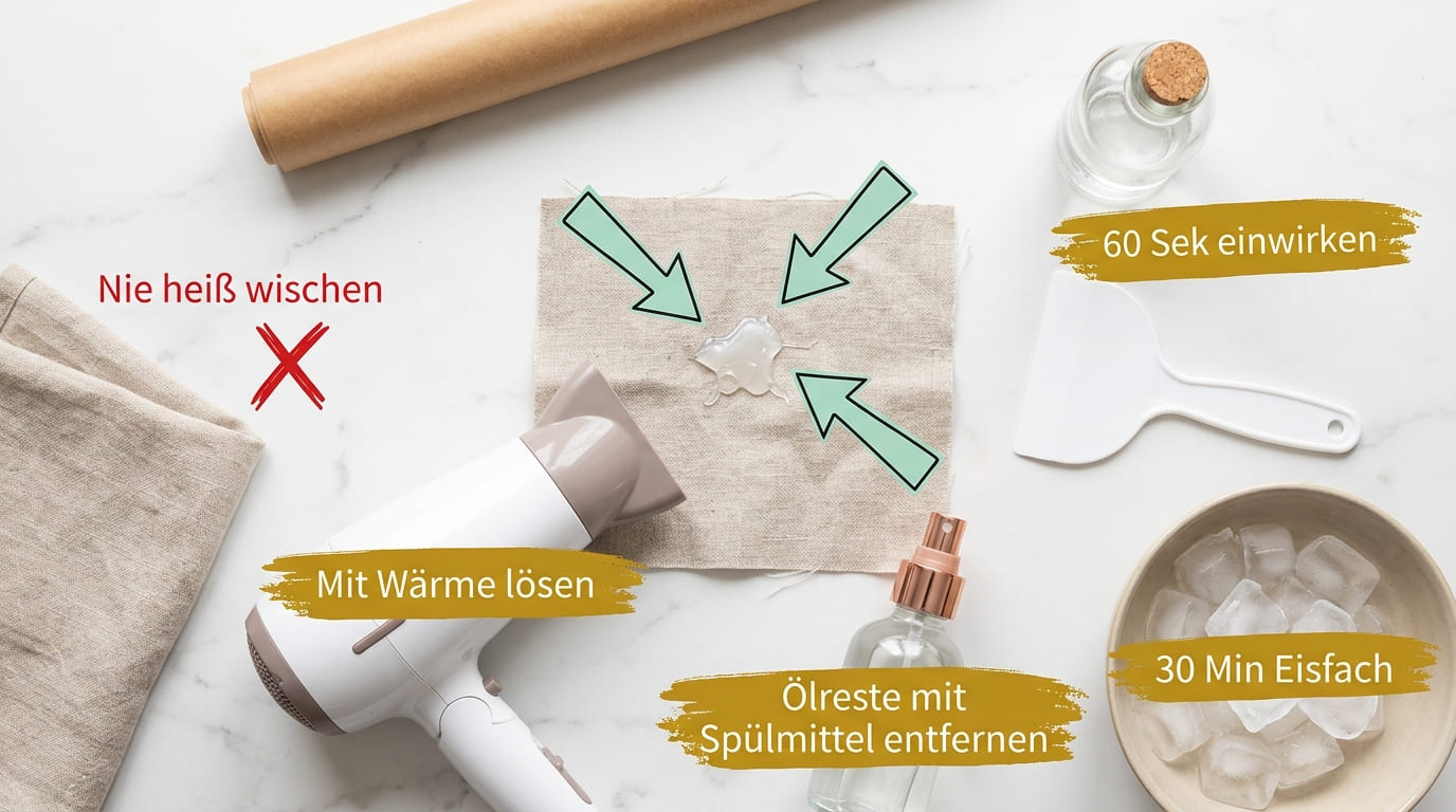 Heißkleber entfernen: Methoden mit Wärme, Kälte und Öl im Überblick – Bild für sauberz.de