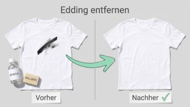 Edding aus T-Shirt entfernen: vorher Fleck, nachher sauber – Bild für sauberz.de