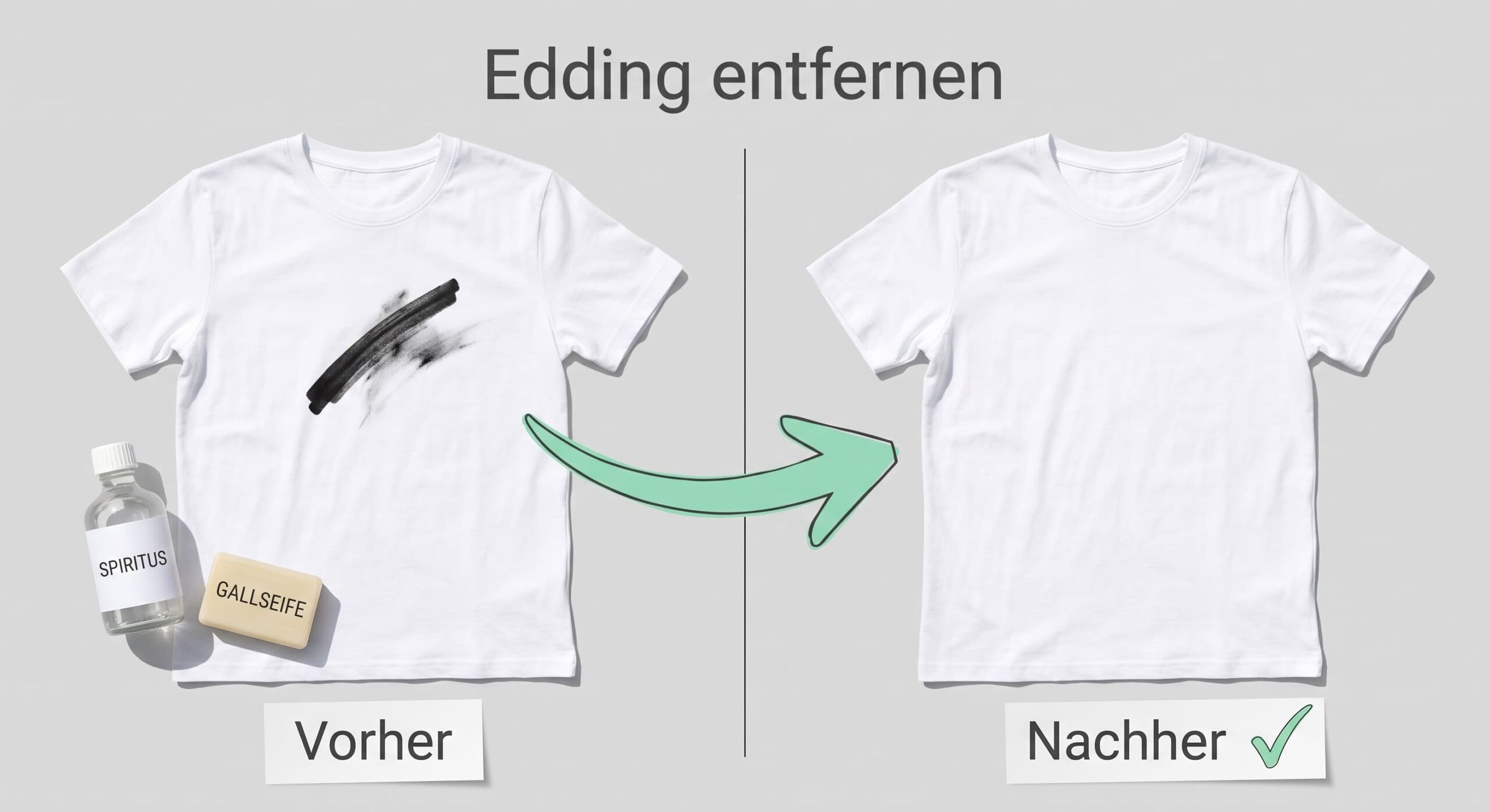 Edding aus T-Shirt entfernen: vorher Fleck, nachher sauber – Bild für sauberz.de