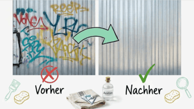 Graffiti entfernen auf Wellblech: vorher und nachher mit Aceton – Bild für sauberz.de