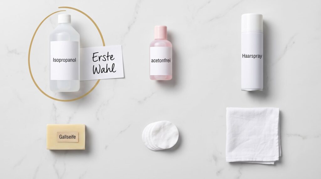 Isopropanol, Nagellackentferner, Haarspray, Gallseife gegen Kuli-Flecken, Bild für sauberz.de